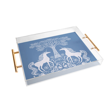 Pimlada Phuapradit Unicorn Forest Blue Acrylic Tray