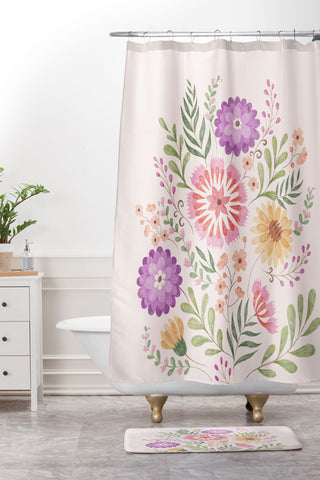 Pimlada Phuapradit Wild Bouquet 1 Shower Curtain And Mat
