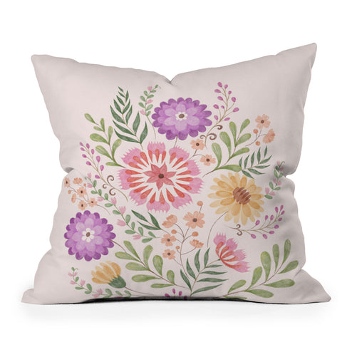 Pimlada Phuapradit Wild Bouquet 1 Outdoor Throw Pillow