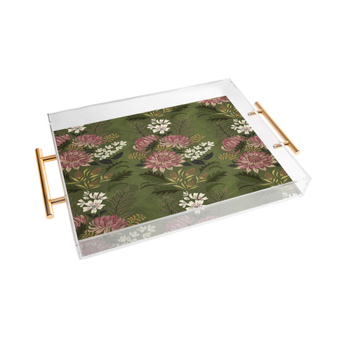 Pimlada Phuapradit Wildflowers Olive green Acrylic Tray