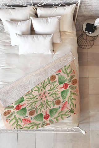 Pimlada Phuapradit Winter Foliage Baubles Fleece Throw Blanket