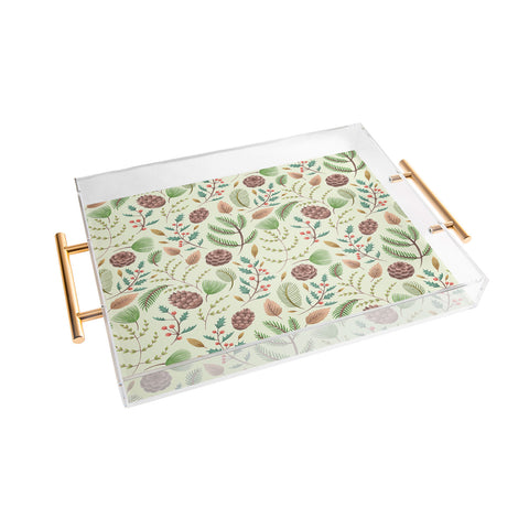 Pimlada Phuapradit Winter foliage pattern Acrylic Tray