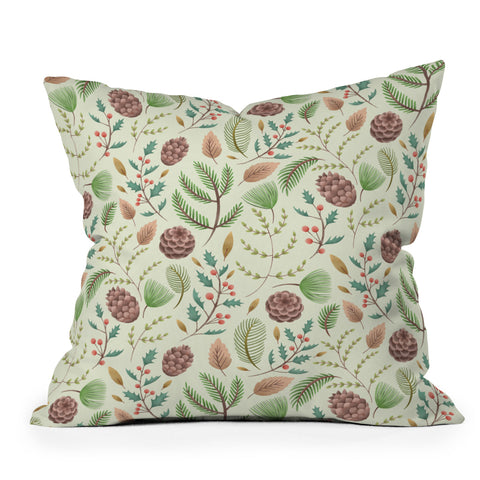Pimlada Phuapradit Winter foliage pattern Throw Pillow