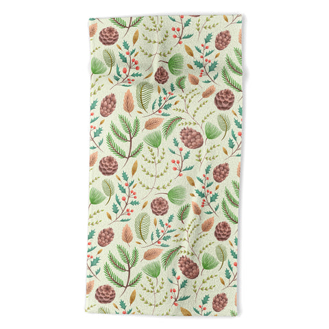 Pimlada Phuapradit Winter foliage pattern Beach Towel
