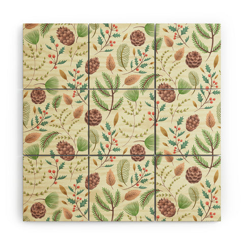 Pimlada Phuapradit Winter foliage pattern Wood Wall Mural