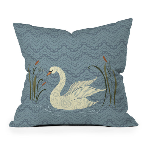 Pimlada Phuapradit winter swan Outdoor Throw Pillow
