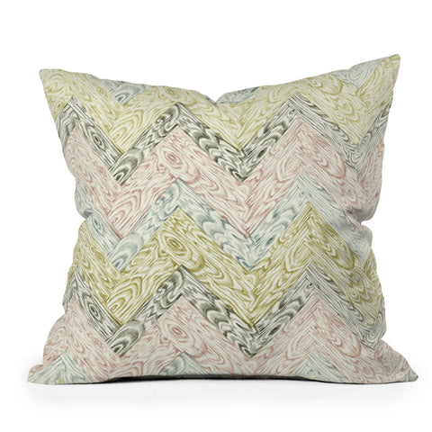 Pimlada Phuapradit Wood Grain Chevron Outdoor Throw Pillow