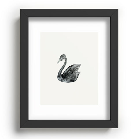 Pink Water Elegant black white swan Recessed Framing Rectangle