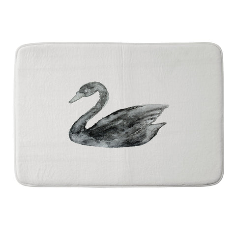Pink Water Elegant black white swan Memory Foam Bath Mat