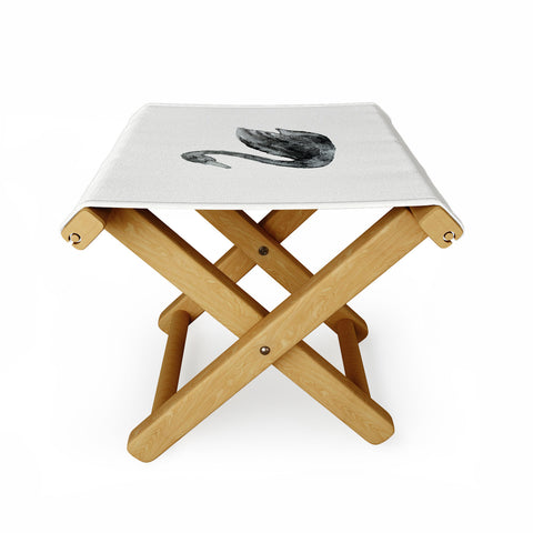 Pink Water Elegant black white swan Folding Stool