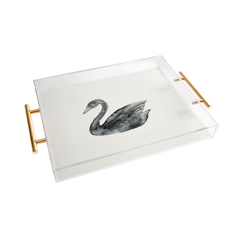 Pink Water Elegant black white swan Acrylic Tray