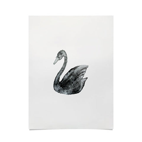 Pink Water Elegant black white swan Poster