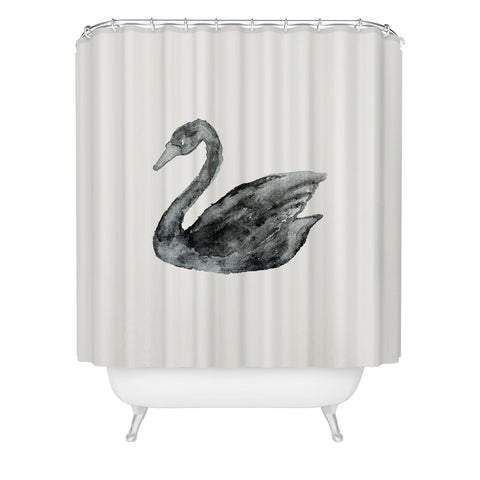 Pink Water Elegant black white swan Shower Curtain