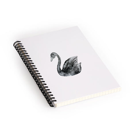 Pink Water Elegant black white swan Spiral Notebook