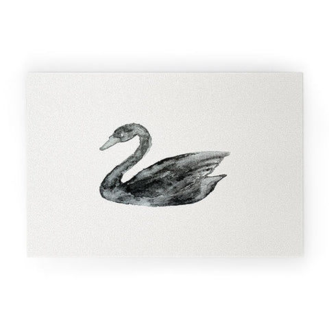 Pink Water Elegant black white swan Welcome Mat