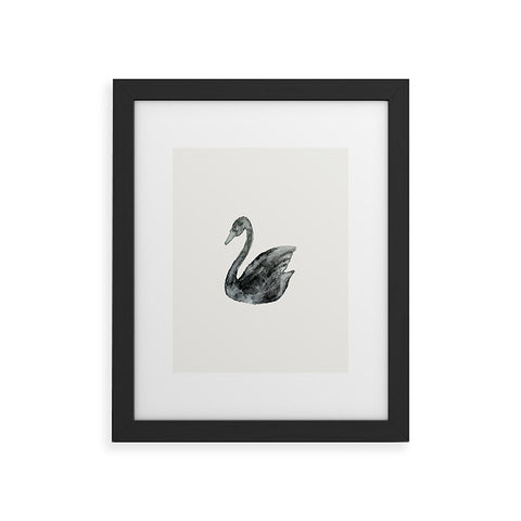 Pink Water Elegant black white swan Framed Art Print
