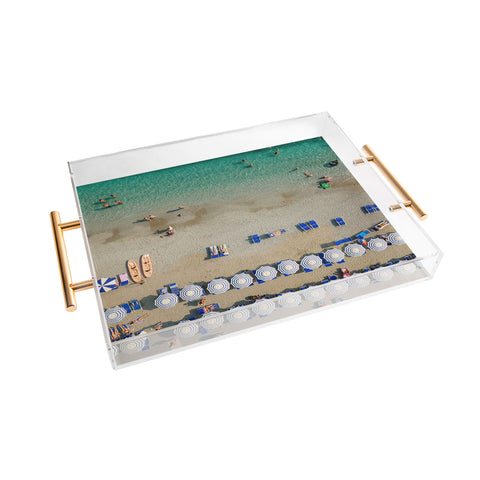 Pita Studios Blue and white umbrellas Acrylic Tray
