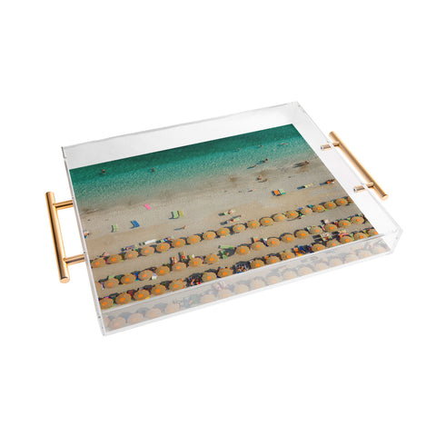 Pita Studios Colorful umbrellas at a beach Acrylic Tray