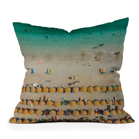 Pita Studios Colorful umbrellas at a beach Outdoor Throw Pillow