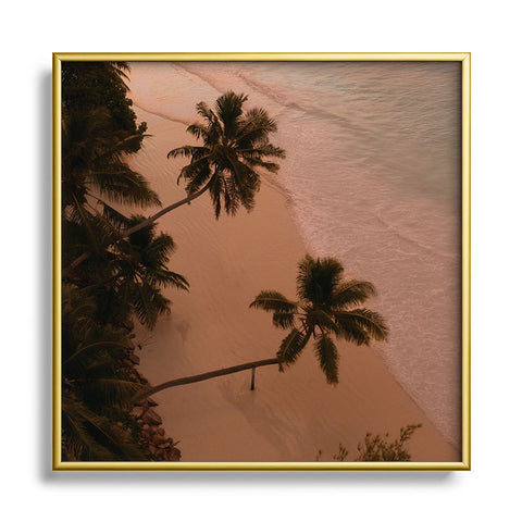 Pita Studios Seychelles Palm Sunset Square Metal Framed Art Print