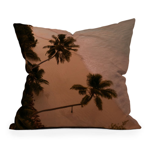 Pita Studios Seychelles Palm Sunset Throw Pillow