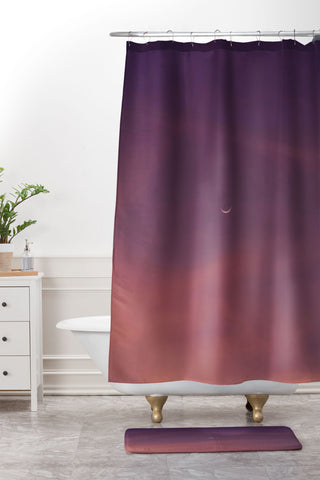 Pita Studios The Moon at dusk Shower Curtain And Mat