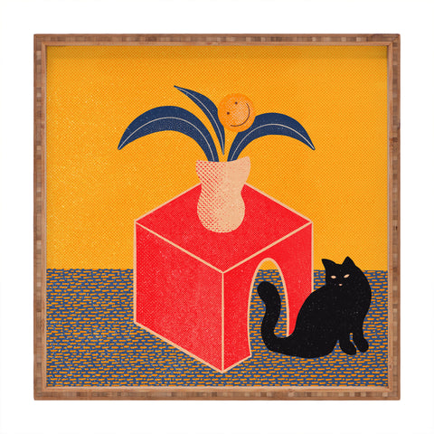 qooeea the cat Square Tray