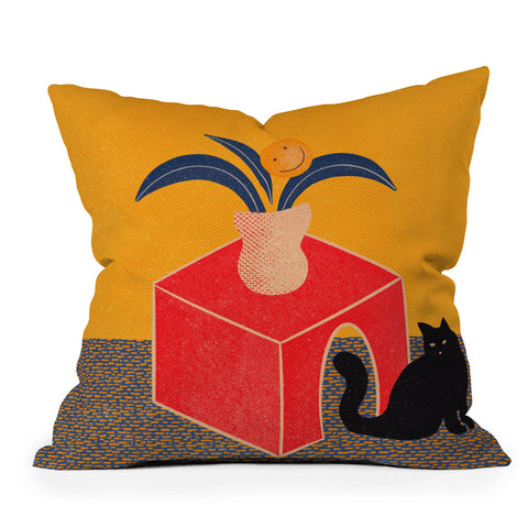 qooeea the cat Outdoor Throw Pillow