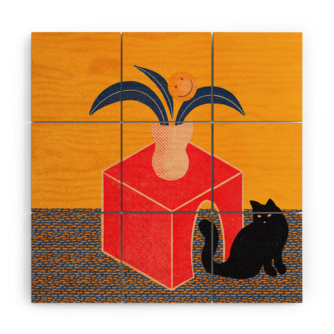 qooeea the cat Wood Wall Mural
