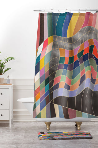 qooeea Warp Shower Curtain And Mat