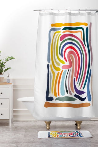 qooeea Whorl Shower Curtain And Mat
