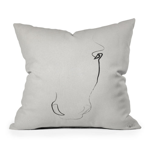 Quibe One line Horse 407 Outdoor Throw Pillow