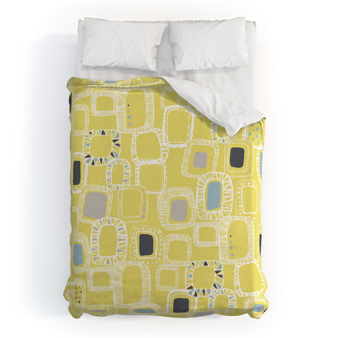 Rachael Taylor Shapes And Squares Green Duvet Cover