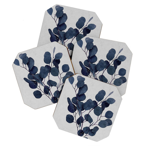 Rachel Elise Eucalyptus Leaf Stem Botanical Coaster Set