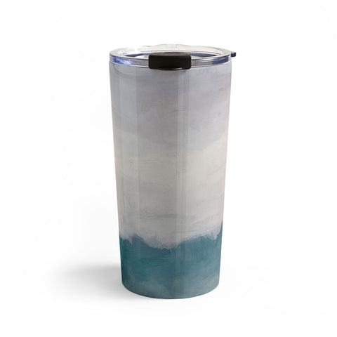 Rachel Elise Lavender Purple Sunset Teal Aqua Blue Ocean Waves Abstract Nature Painting Travel Mug