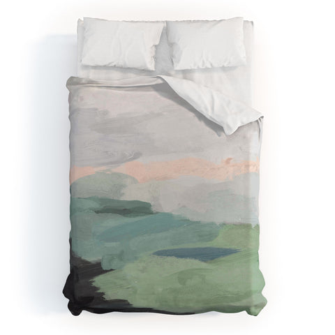 Rachel Elise Seafoam Green Mint Black Blush Duvet Cover