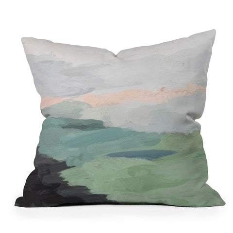 Rachel Elise Seafoam Green Mint Black Blush Outdoor Throw Pillow