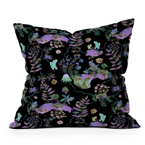 Rachelle Roberts Coral Rainforest Outdoor Throw Pillow