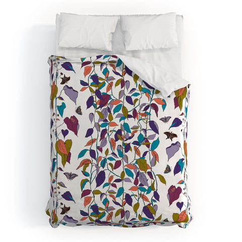 Rachelle Roberts Endless Vines White Duvet Cover