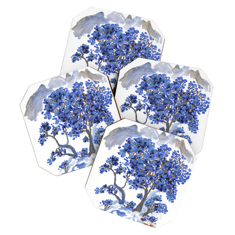 Rachelle Roberts Misty Blue Mountain Coaster Set