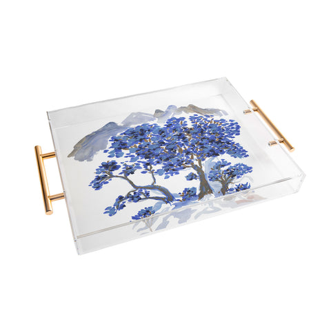 Rachelle Roberts Misty Blue Mountain Acrylic Tray