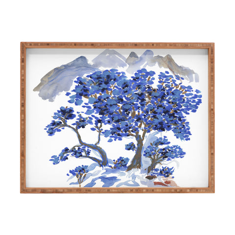 Rachelle Roberts Misty Blue Mountain Rectangular Tray