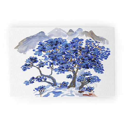 Rachelle Roberts Misty Blue Mountain Welcome Mat