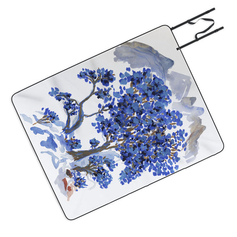 Rachelle Roberts Misty Blue Mountain Picnic Blanket
