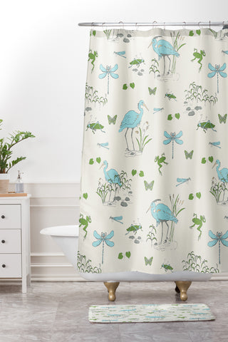 Rachelle Roberts Riverside Creatures Shower Curtain And Mat