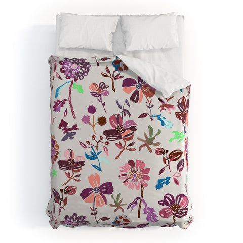 Rachelle Roberts Zinnia Folk Floral Duvet Cover