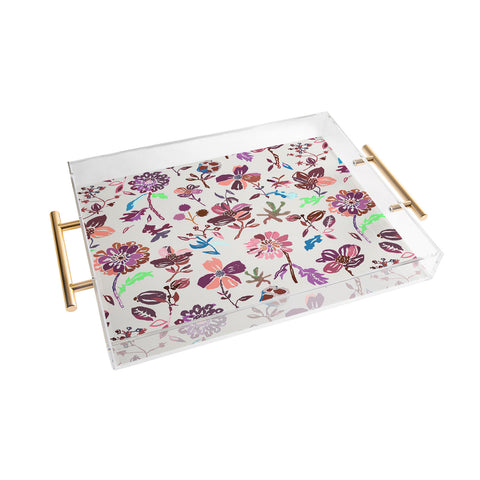 Rachelle Roberts Zinnia Folk Floral Acrylic Tray