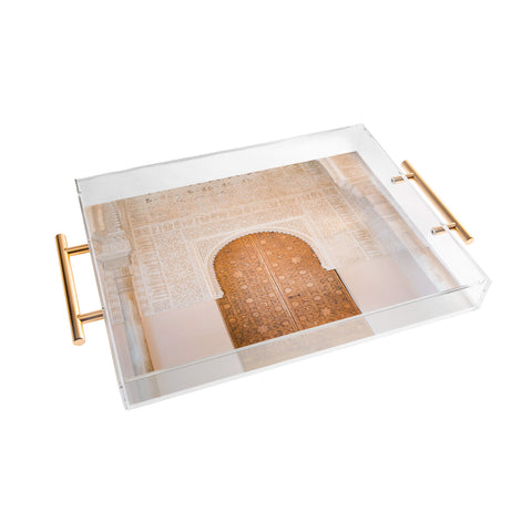 raisazwart Alhambra door Granada Spain Acrylic Tray