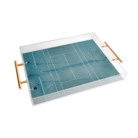 raisazwart Blue tennis court at sunrise Acrylic Tray