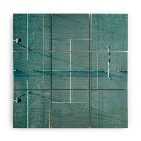 raisazwart Blue tennis court at sunrise Wood Wall Mural